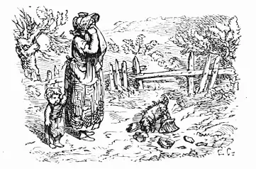 A milk maid holding a milk pail on her head. Engraving by J. Moore