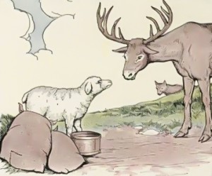 Stag, Sheep and Wolf